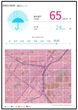 図3 豪雨情報配信アプリの例