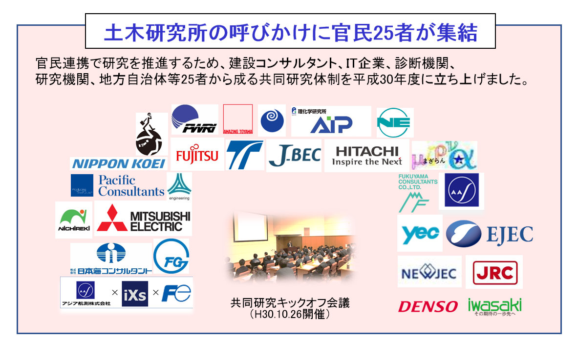土木研究所の呼びかけに官民25者が集結
