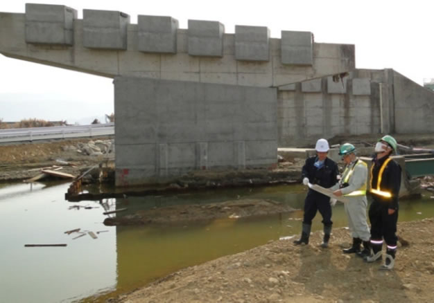 Technical support at the area affected by the earthquake off the Pacific coast of Tohoku in 2011