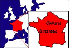 Location of Nantes (France)