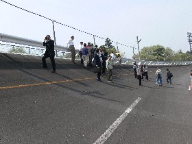 Examining a curve of the test track