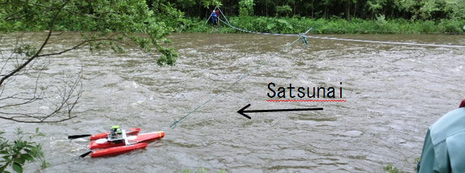 Photo-2 Observation of the flow regime at the time of artificial flood flushing from the dam