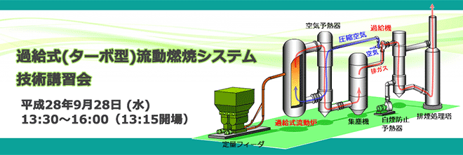 過給式（ターボ型）流動燃焼システム技術講習会　平成28年9月28日 (水)　13:30～16:00