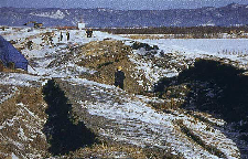 【写真１】1993年釧路沖地震における十勝川堤防の被災