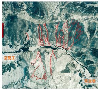 空中写真による雪崩発生位置図