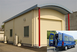 FWD検定施設の外観とFW